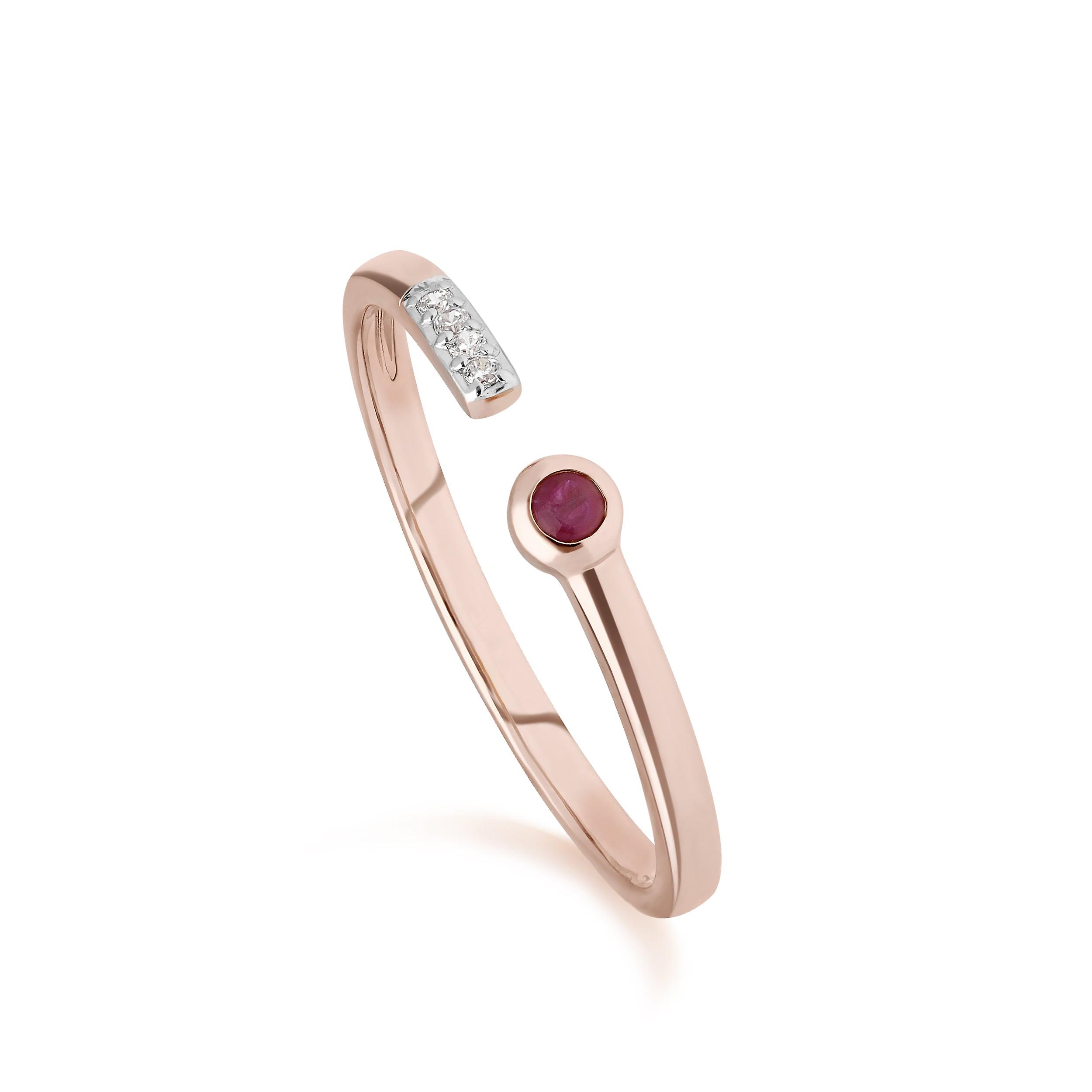 Contemporary Ruby & Diamond Open Ring in 9ct Rose Gold 135R1846029