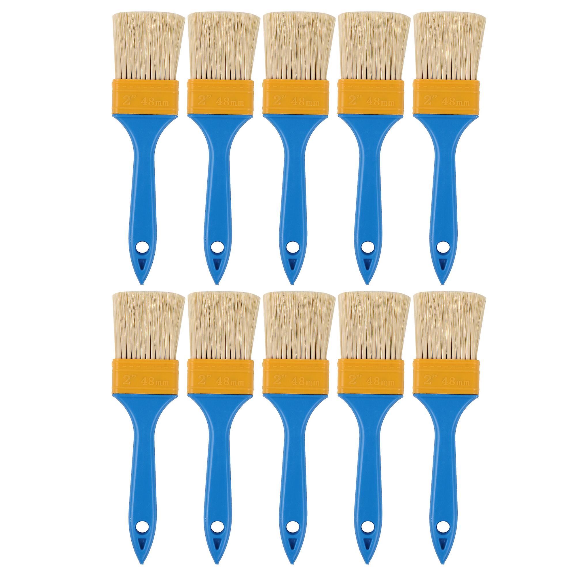 10 Pcs Flat Paint Brush Tools with Plastic Handle for Art Painting 2 Inch