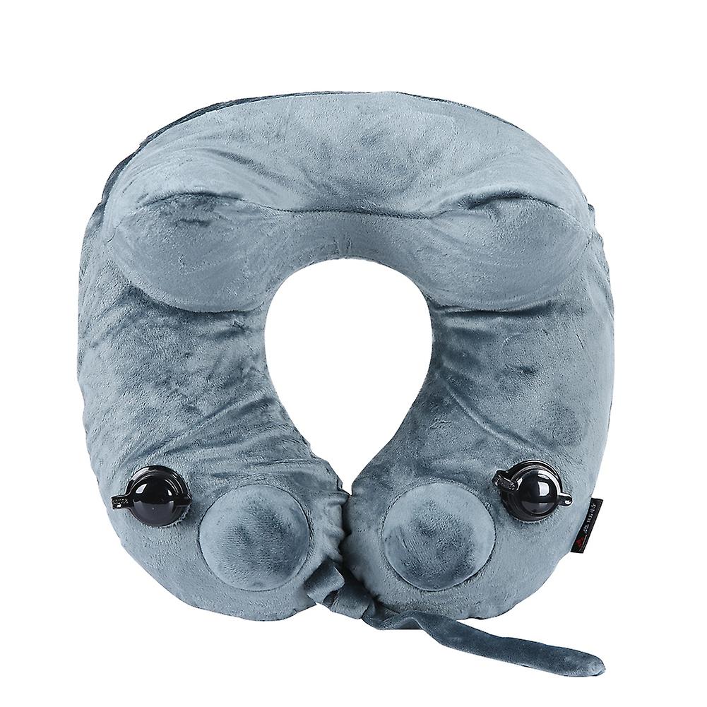 Double Airbags Inflatable Neck Pillow Travel Airplane Pillow Washable Cover&Packsack Sage Green