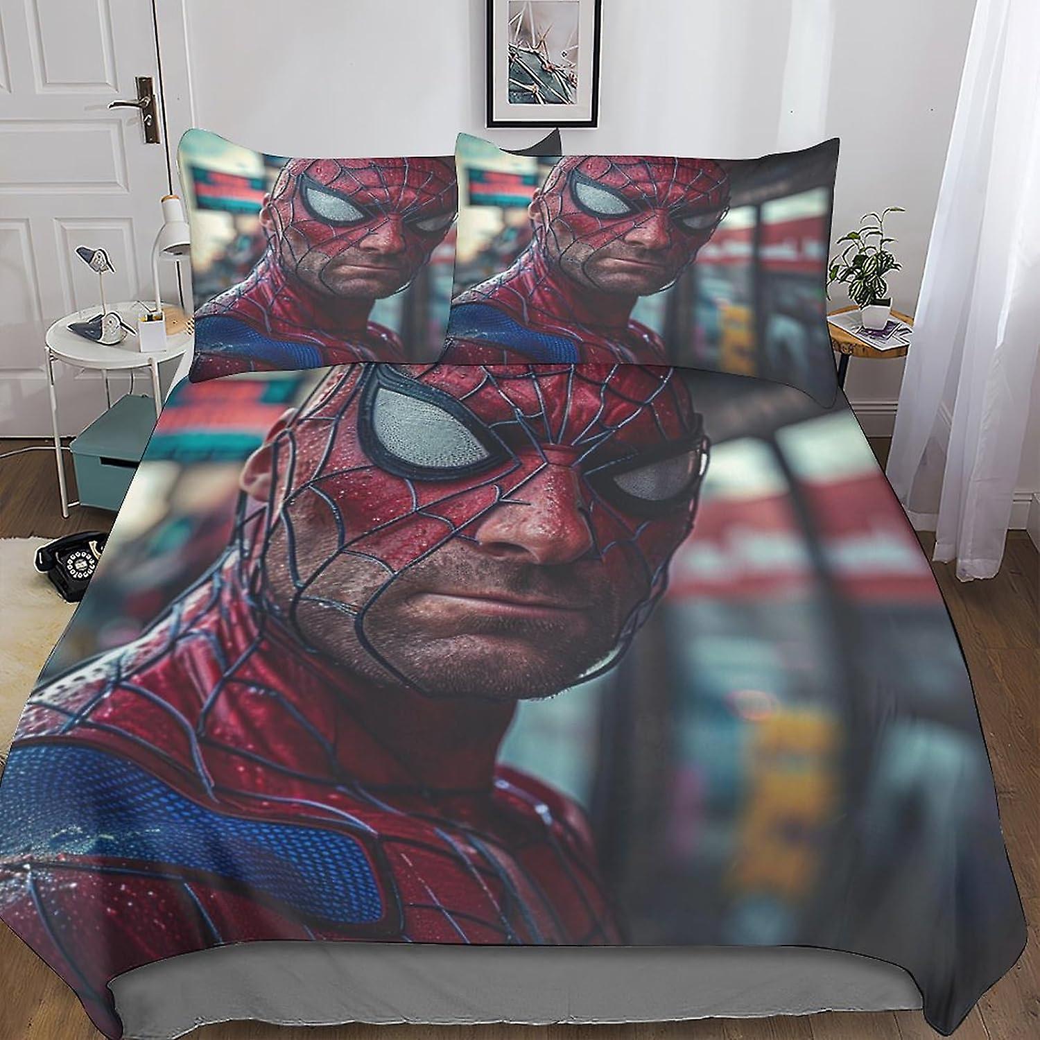 DSJackson Cool Spider Man Quilt Cover Bedding Sets - 3 Pieces Set with 3D Print Movies Duvet Cover, Comforter Cover, Microfiber, Hidden Zipper Closure