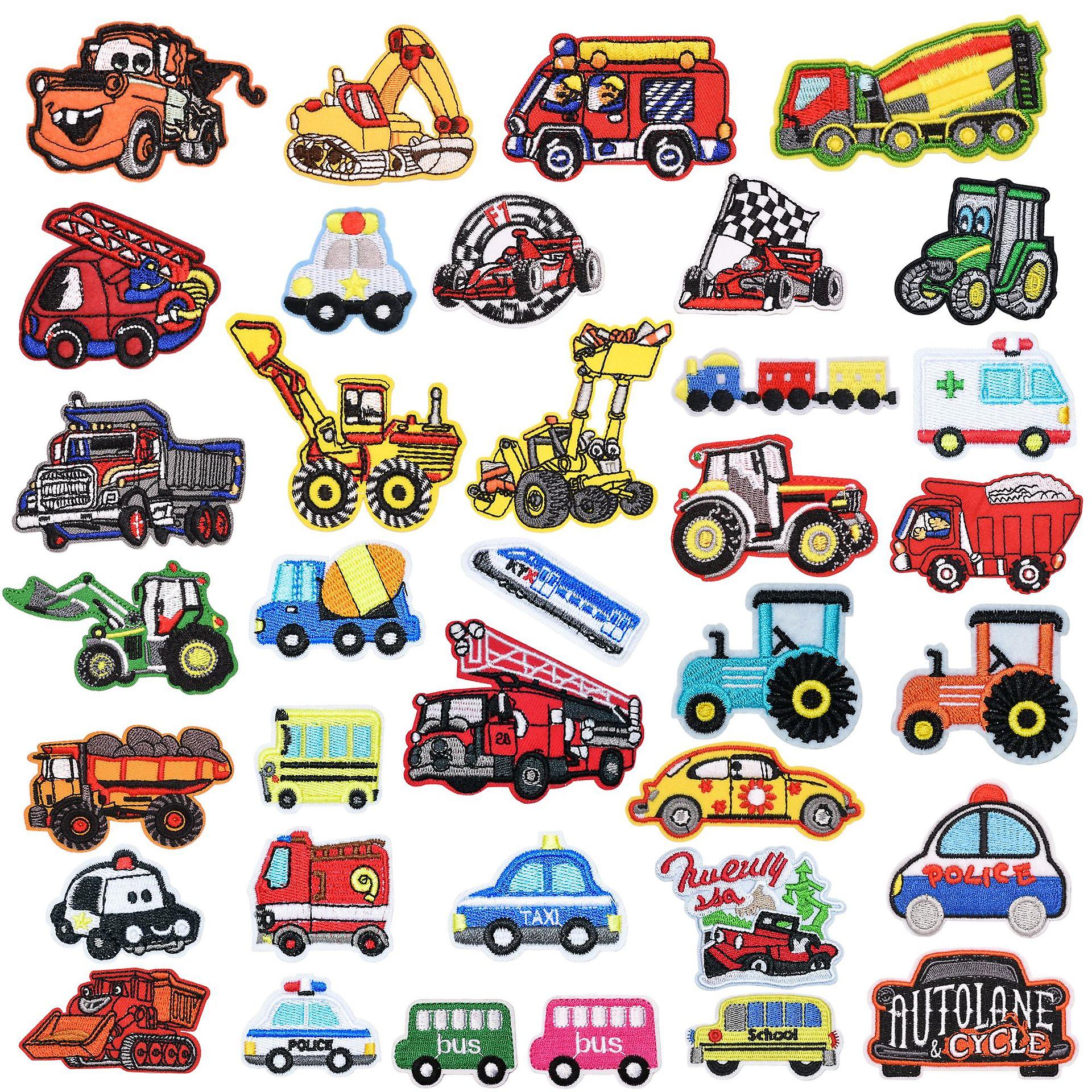 36 PCSファッション漫画エンジニアリング車両ショベル刺繍FA