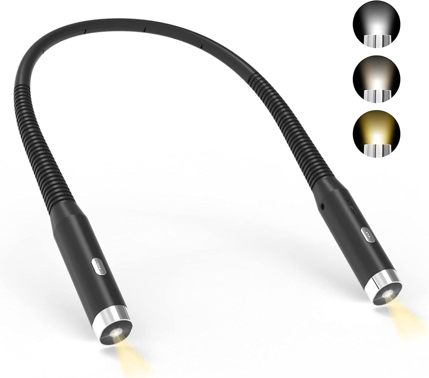 Neck Reading Lamp, Rechargeable Reading Lamp in Bed, 3 Colors and 3 Adjustable Brightness Levels, 36