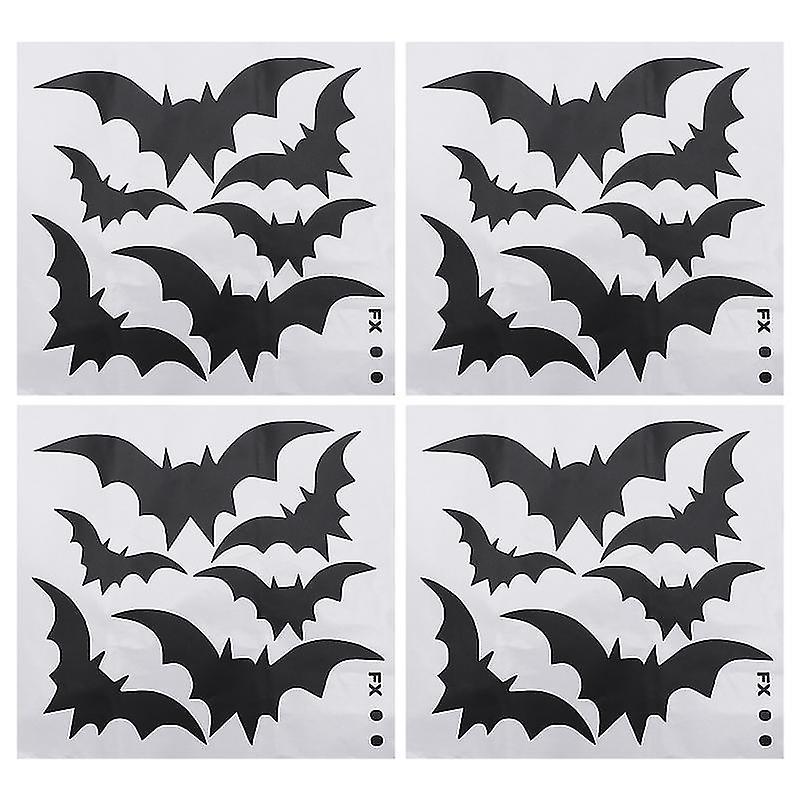 4sheets Bat Wall Stickers For Halloween Decorations