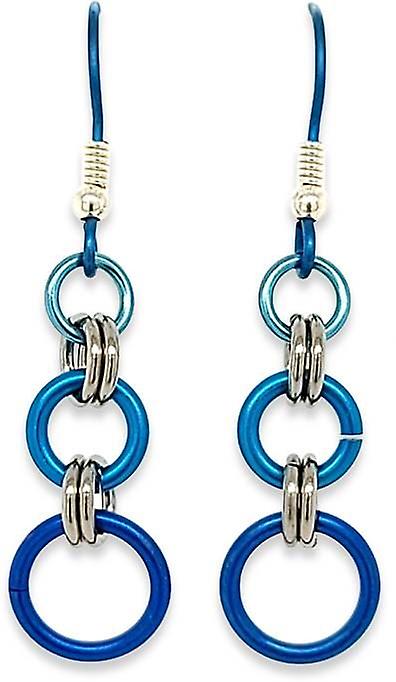 Ti2 Titanium Triple Beam Drop Earrings - Blue