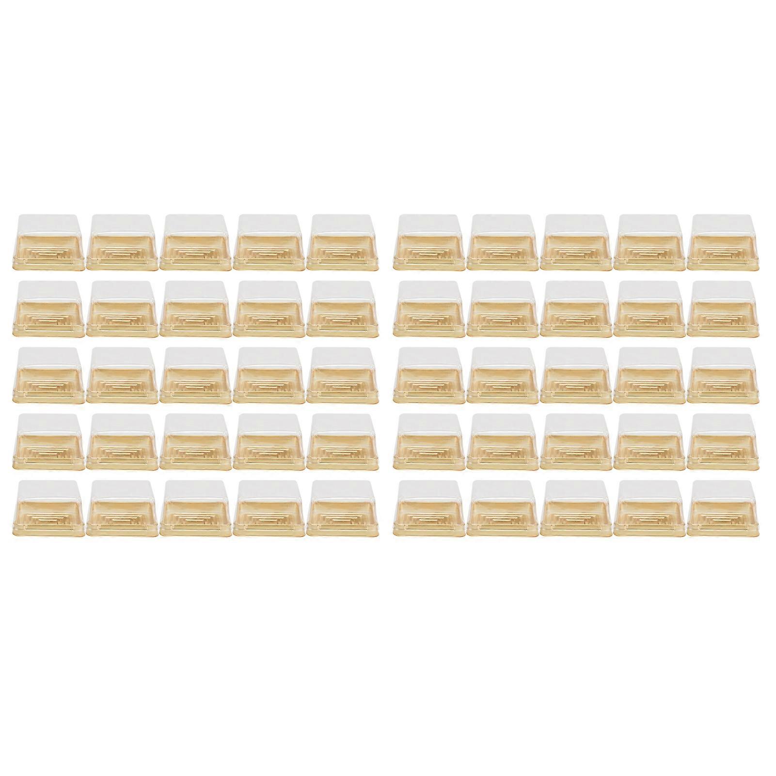 50Pcs Golden Cake Box Portable Cupcake Packaging Box for Bread Dessert Bakery Kitchen
