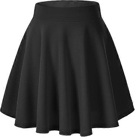 Women's Basic Versatile Stretchy Flared Casual Mini Skater Skirt black XL