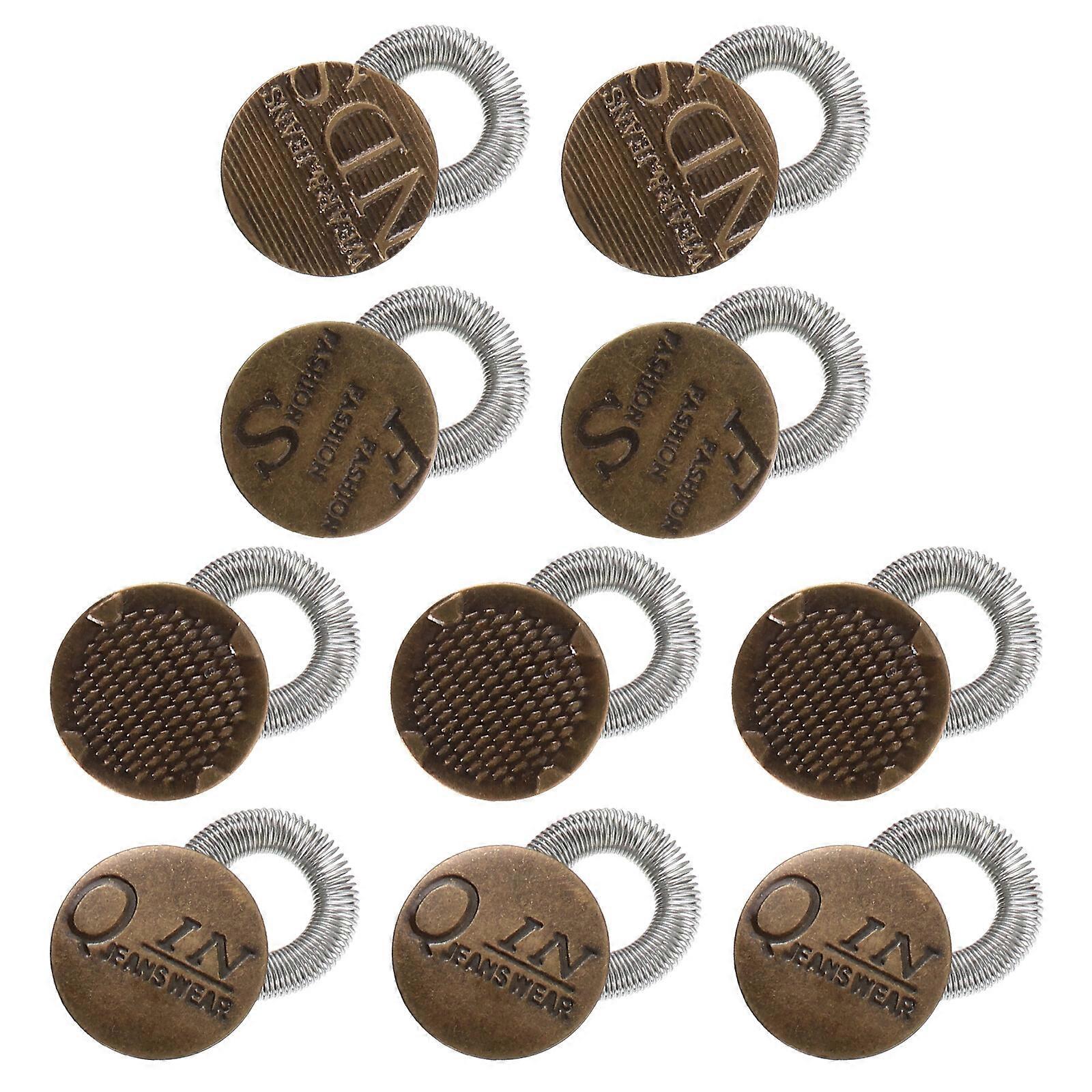 10Pcs Elastic Extension Buckle Retractable Jeans Buckle Alloy Extension Buttons