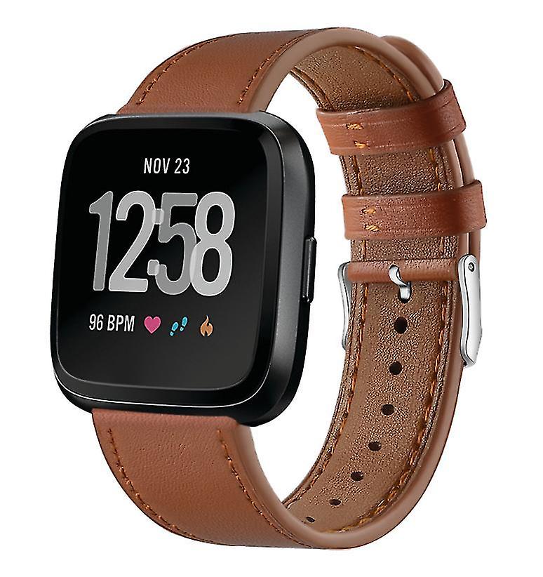 ブラウンレザーダブルカラーウォッチリストバンドは、Fitbit Versa Az11162に適合します