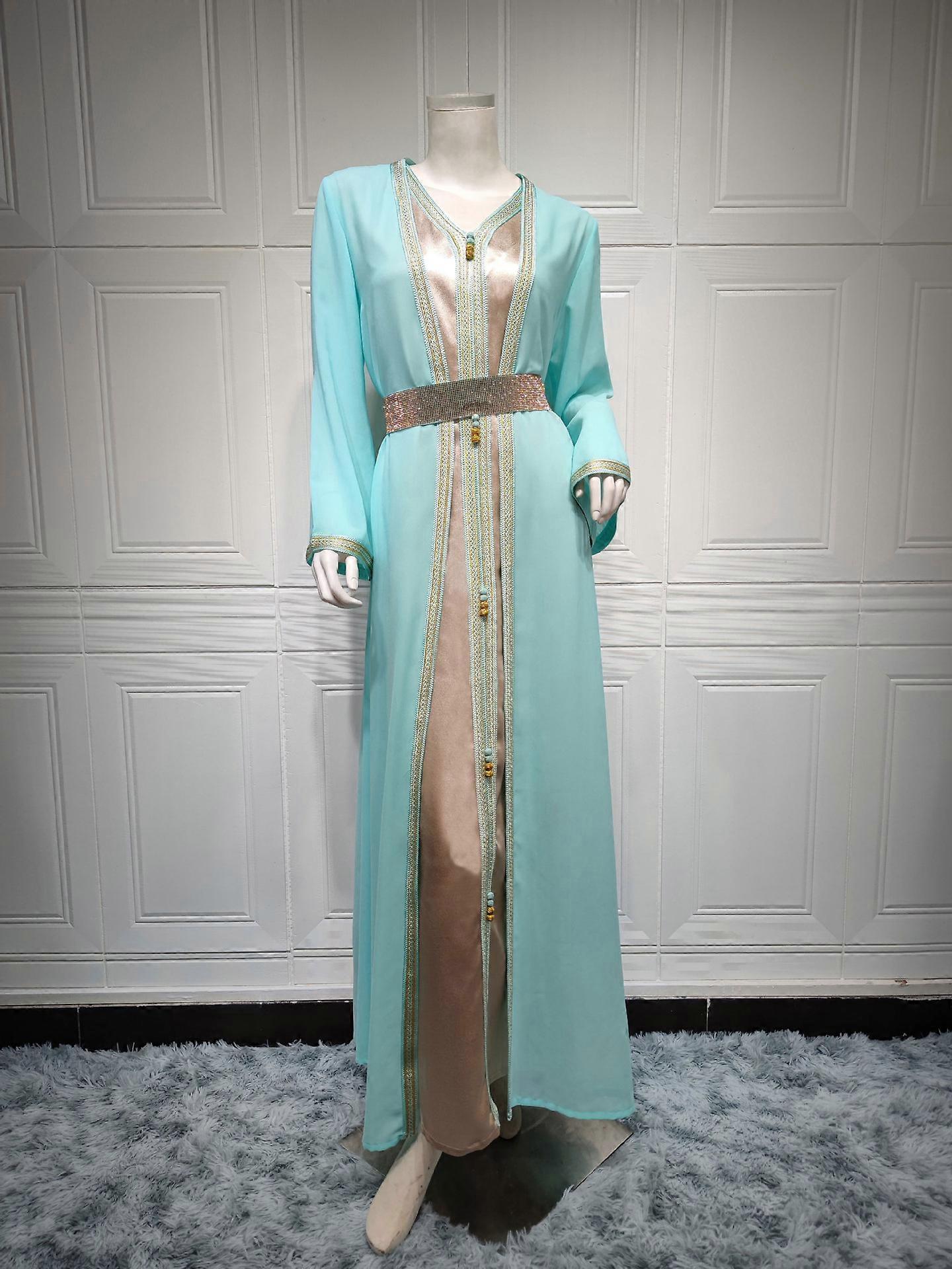 Diamonds Moroccan Takchita Kaftans Braid Chiffon Overdress with