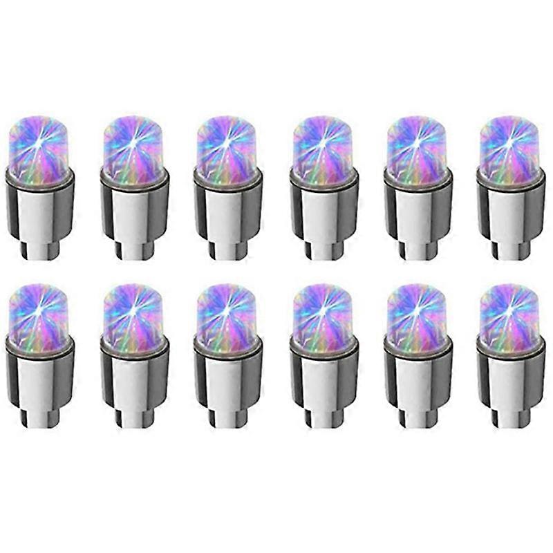 12 Pcs Universal Led Wheel Lights Flash Light Tire Valve Cap Lamp For Car Trucks Motorcycle Bike Mu