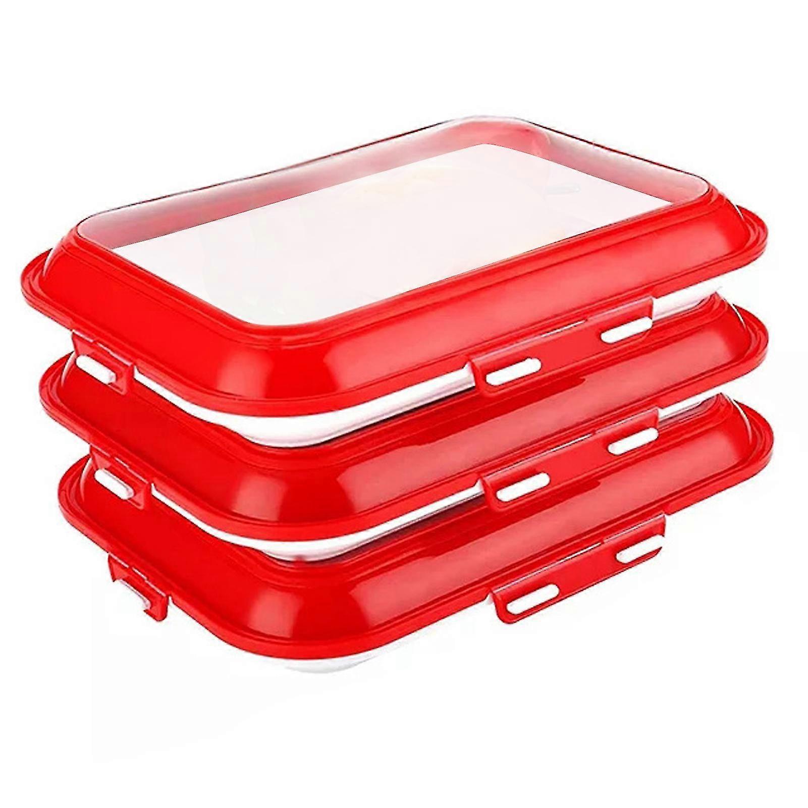 3pcs Storage Container Stackable Reusable Food Preservation Tray Refrigerator