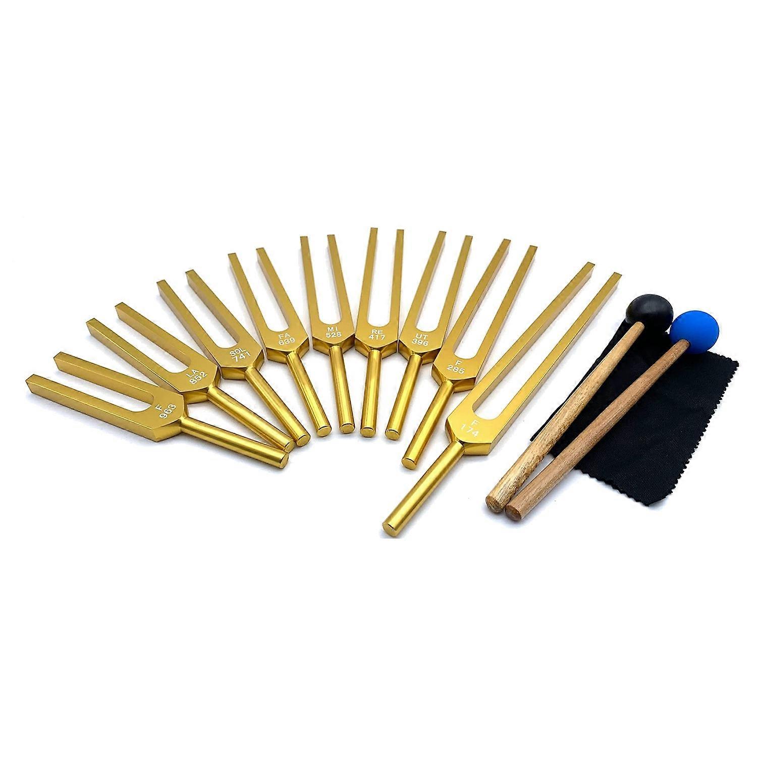 Tuning Fork Set - 9 Tuning Forks for ,Sound ,Keep Body,Mind and Spirit in Perfect Harmony- Gold