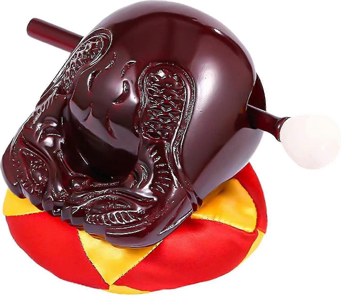 Wooden Fish Temple Block,mokugyo With Mallet And Mat - Buddhist Percussion Instrument Monk Ornament For Home Temple Block Office Wood Fish Drum