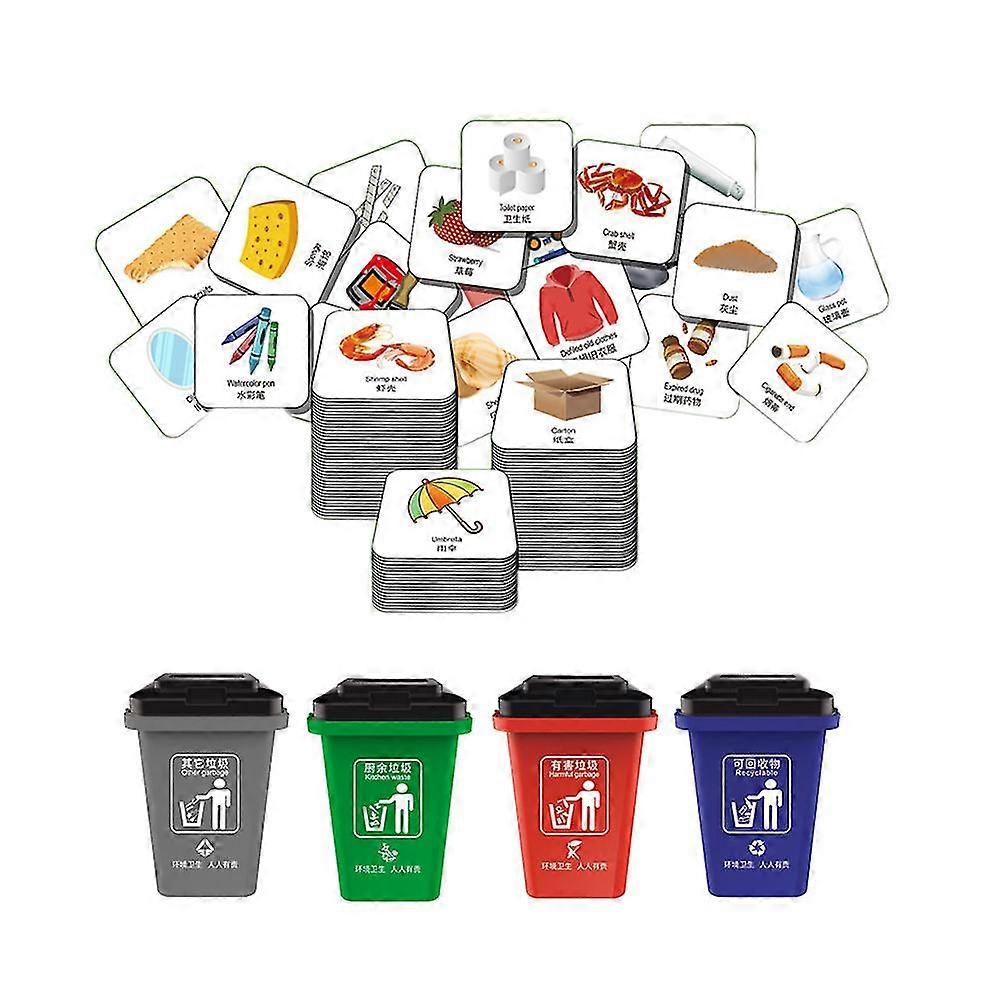 1 Set Kids Early Teaching Tool Sorting Garbage Can Toy Small Trash Can
