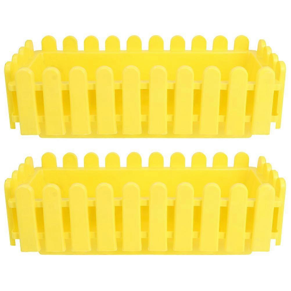 2pcs Flower Window Box Fence Planter Box Decorative Planting Pot Rectangular Flower Container