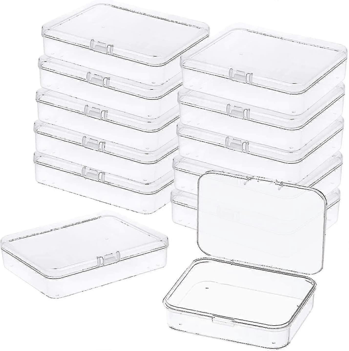 12pcs Mini Plastic Storage Containers Box With Lid, 3.5x2.4 Inches Clear Rectangle Box For Collecting Small Items, Beads, Game Pieces, Business Cards