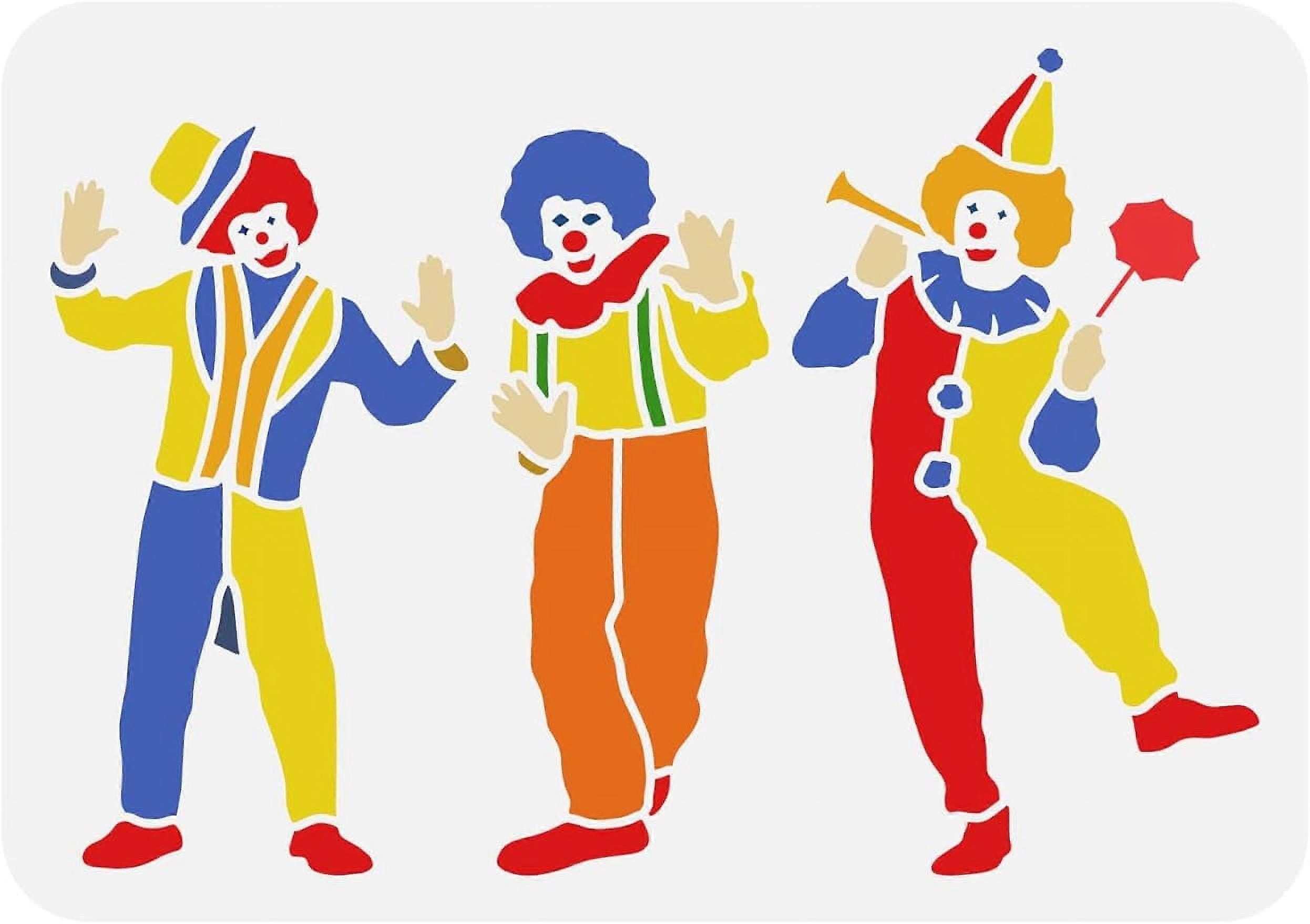 1Pc 3 Clown Painting Stencil Drawing Template for Wall Tiles Fabric Paper Window Decoration 11.7x8.3inch