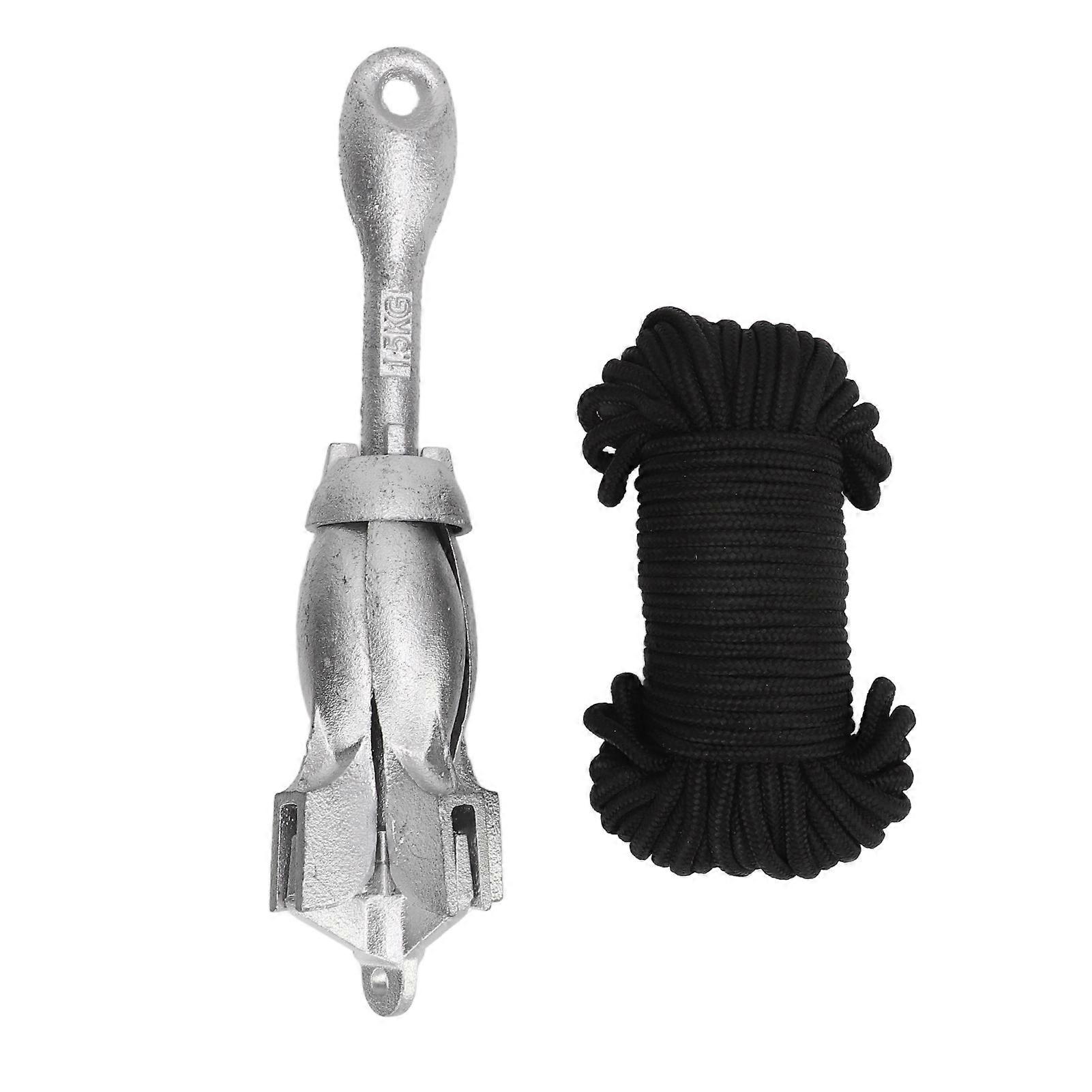 Pince pliante en acier au carbone d’ancre de bateau universelle 1,5 kg/3,31 lb avec corde de 20 m pour la marine