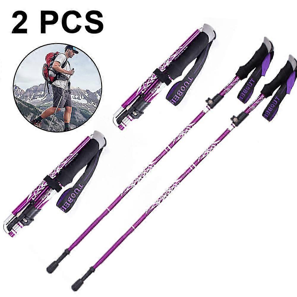 2pcs trekking poles collapsible hiking poles - aluminum alloytrekking sticks with quick lock system, telescopic, collapsible, ultralight for hiking, c