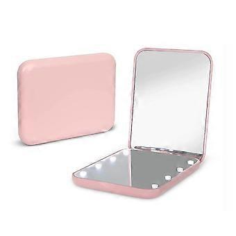 Pocket Mirror, 1X/2X Magnification LED Compact Travel Makeup Mirror with Light for Purse, 2-Sided, Portable, Folding, Handheld, Pink