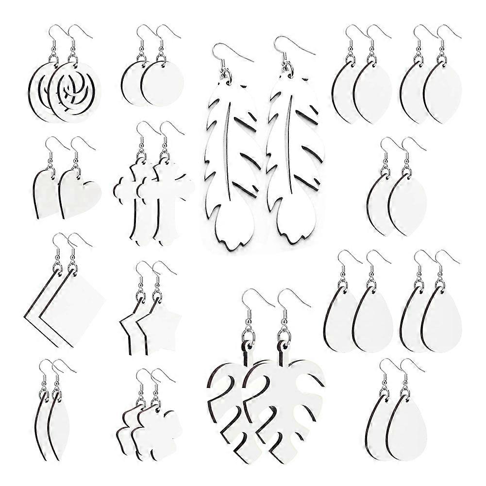32Pcs Sublimation Earring Blanks, Sublimation Printing Earrings Unfinished Heat Transfer Teardrop Earrings DIY Crafts