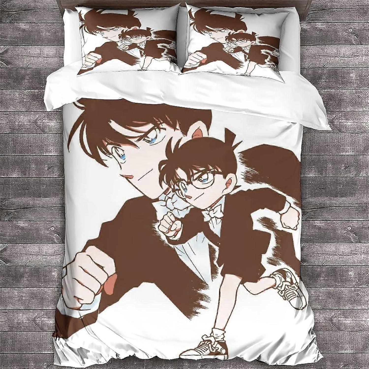 Detective Conan Sängkläder Set D Conan Edogawa Anime Påslakan Set Allergivänligt mjukt täcke täcke med örngott 135 * 200CM