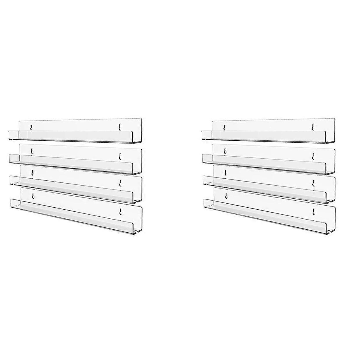 8Pcs Acrylic Clear Floating Bookshelf,Invisible Wall Mounted Bookshelf,Modern Picture Display Toy O