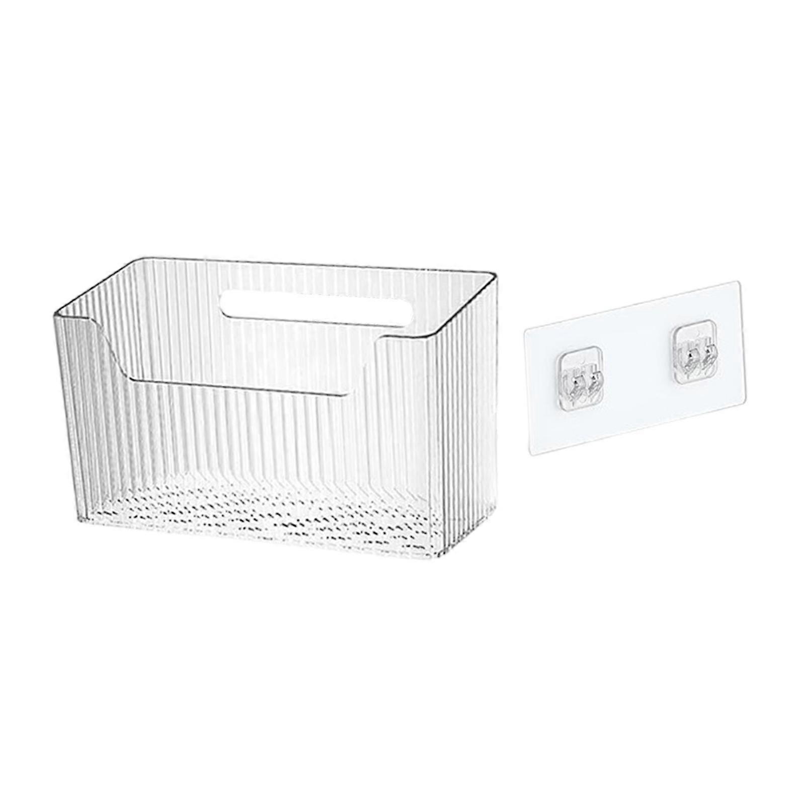 Kitchen Wall Mounted Storage Container Adhesive Installation Drainage Design Transparent