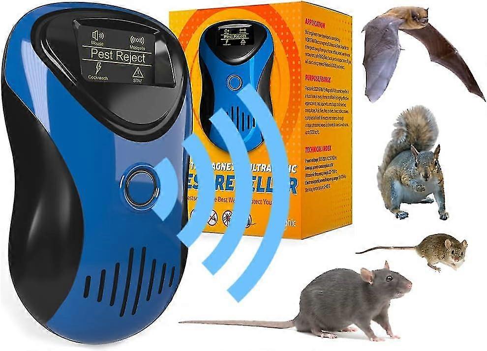 New 2023 Powerful Mouse Mice Rat Bat Squirrel Repellent (with Lcd) - Outdoor/indoor - Electronic Ultrasonic Pest Repeller Plug In - Deterrent Rodent C