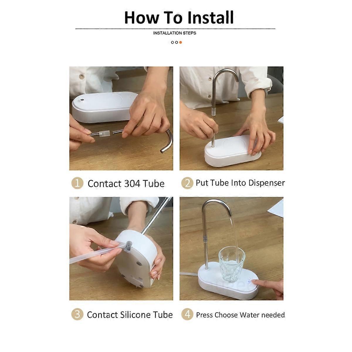 Vattenflaskpump Skrivbords elektrisk vattendispenser Typ-C laddningsbar bärbar automatisk skrivbordsvattenpump Vit