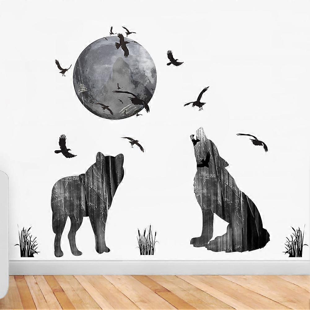 Creative Starry Sky Wolf Wall Decal Moon & Stars Pegatinas de pared