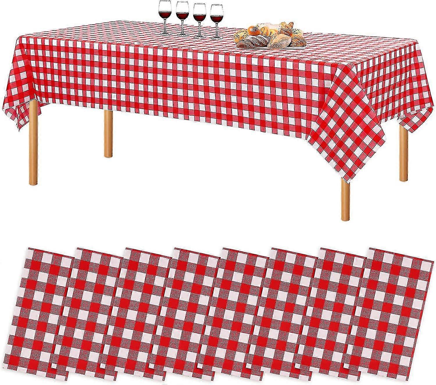 6/8/12 Paquets Jetable Red Gingham Plastic Nappe 54 « x 108 » Rouge et Blanc Rectangle Rectangle à carreaux Couverture de table