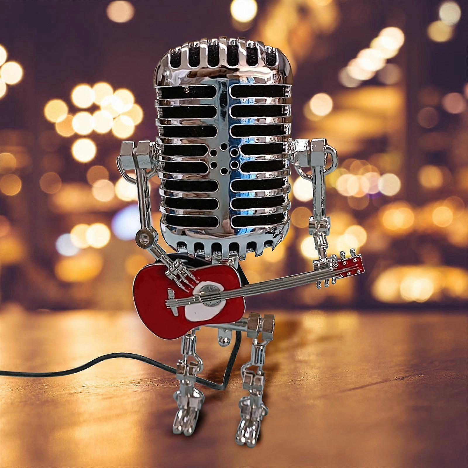 Vintage Microphone Robot Table Lamp Home Desktop Decoration