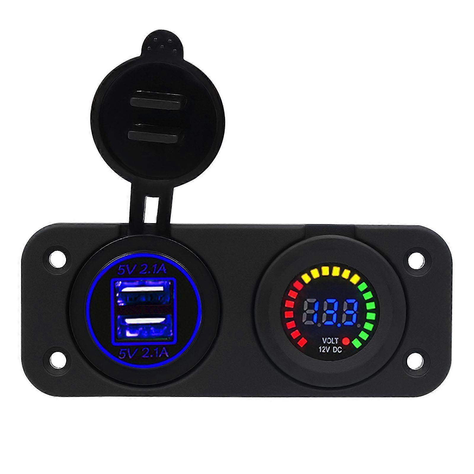 Center Console 4.2a Double Usb12v Color Screen Voltmeter With Aperture