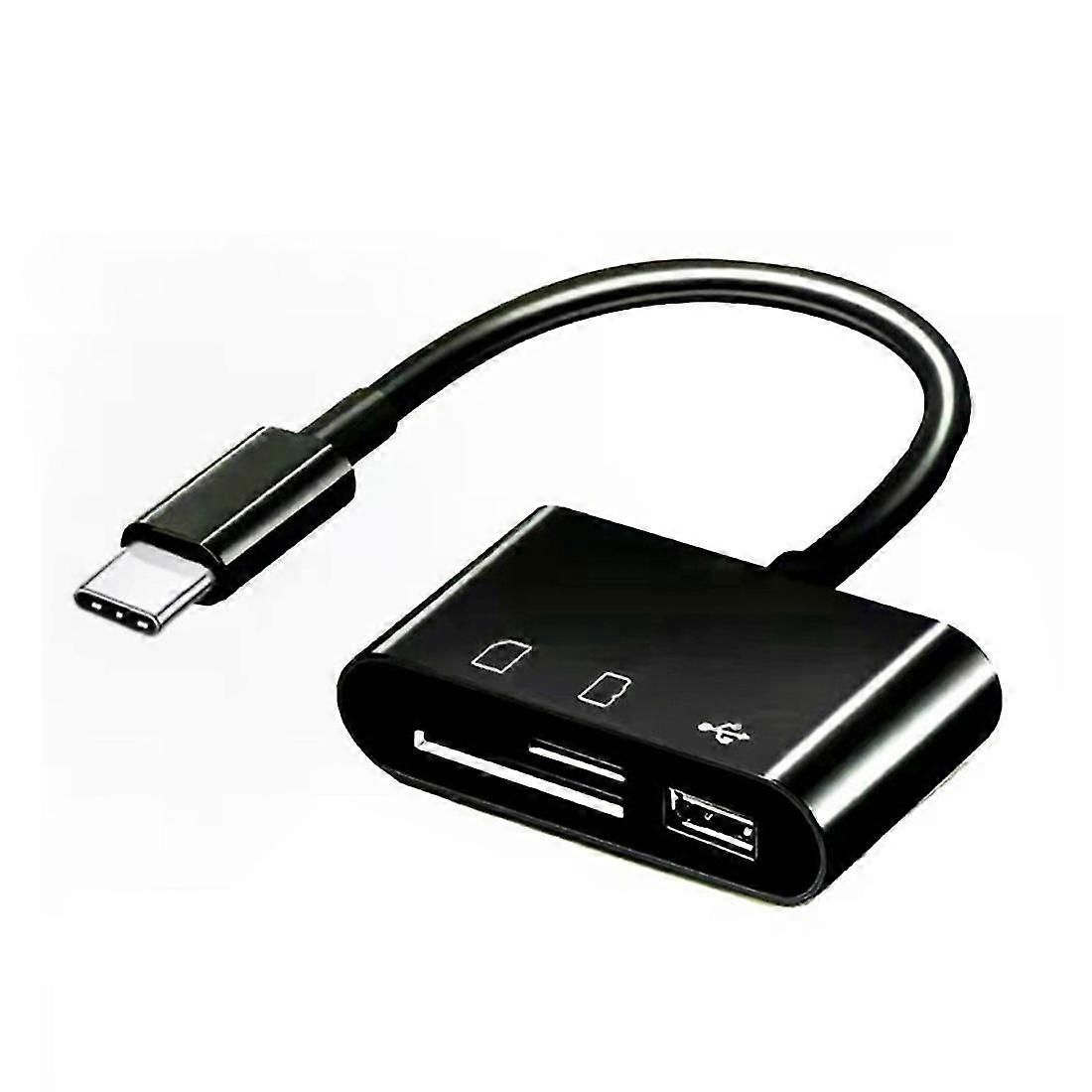 3 In1 Type-c -usb Sd Tf Phone Otg Card Reader Adapter Sd Card Reader For Galaxy For Tablet , Black