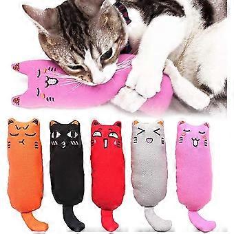 5Pcs Bite Resistant Catnip Toy for Cats,Catnip Filled Cartoon Mice Cat Teething Chew Toy Orange Grey Black Pink Red 16cm