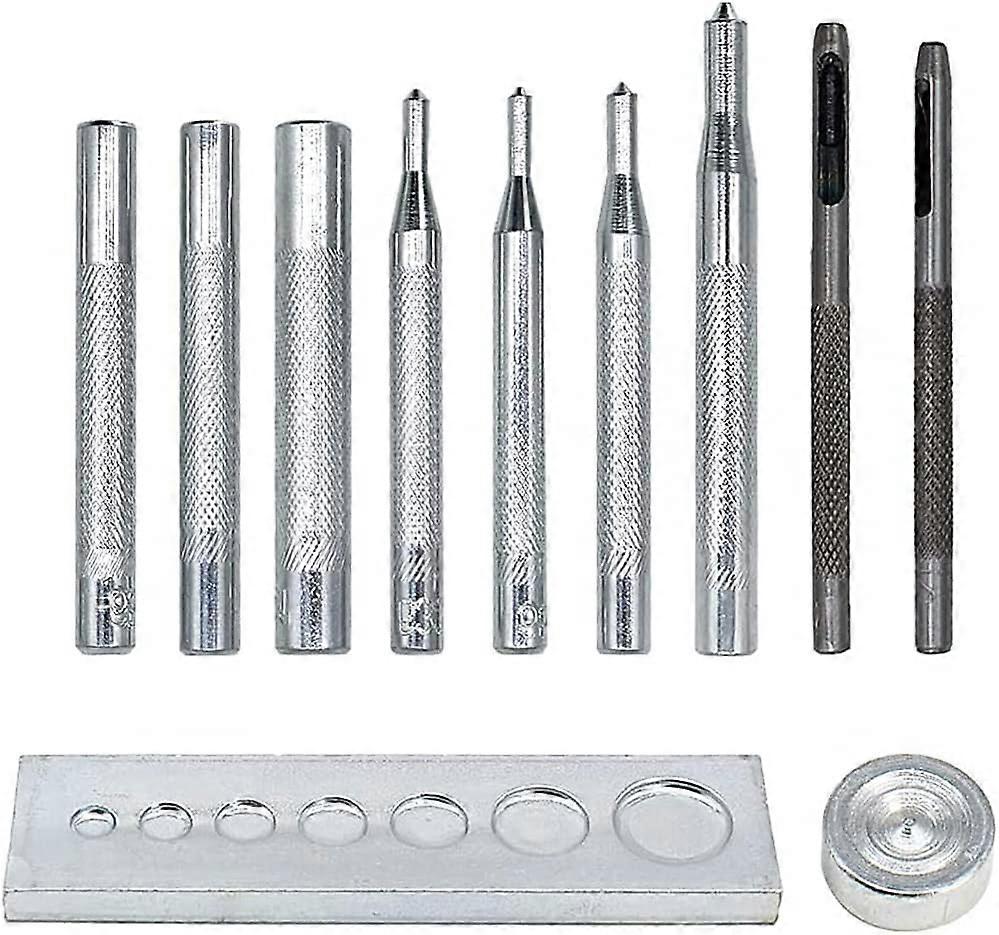 11Pcs Leather Craft Tools Set with Base for Punching Hole and Installing Rivet Button