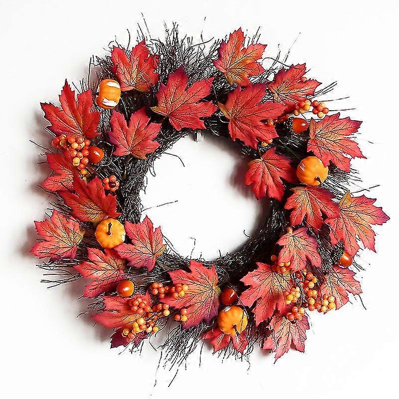 Flower Wreath 40cm Fall Maple Leaf Pumpkin Garland
