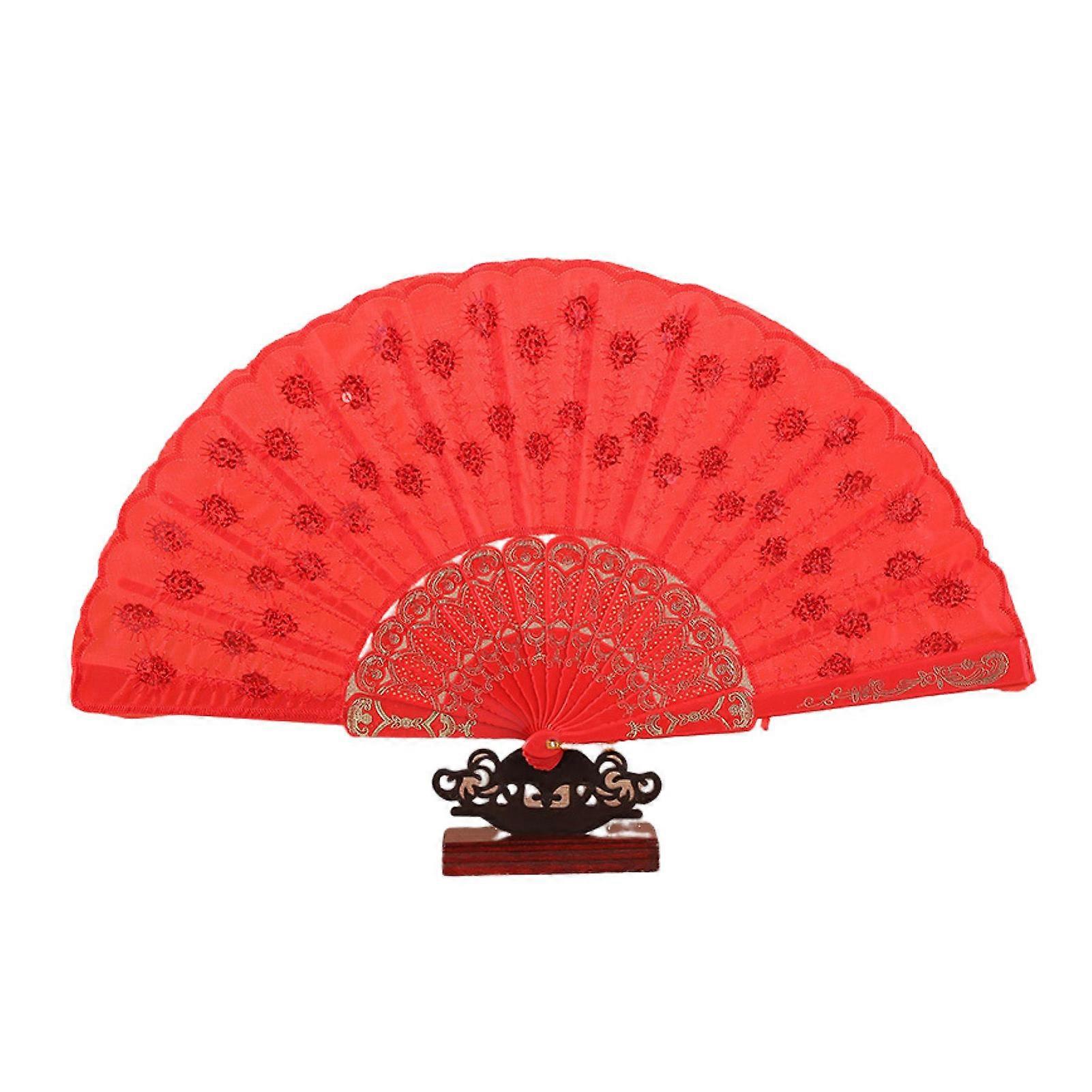 Folding Fan Chinese Style Peacock Dance Fan Portable Traditional Handheld Fan Performance Props for Home