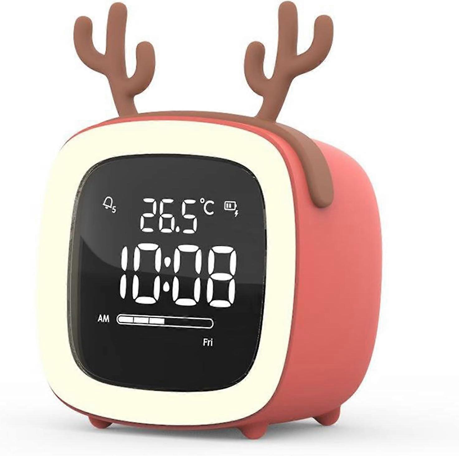 Digital Alarm Clock Nightstand Snap Timer Bedside Clock 12/24H, Orange + Ear
