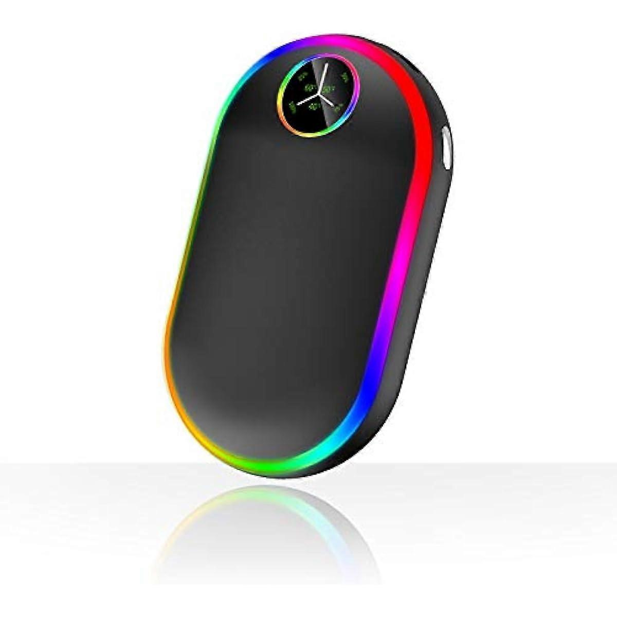 Işıklı Şarj Edilebilir El Isıtıcıları (7 Renk) 10000mah Lüminesans Elektrikli El Isıtıcı (13-18 Saat) Taşınabilir USB Yeniden Kullanılabilir El Isıtıcı