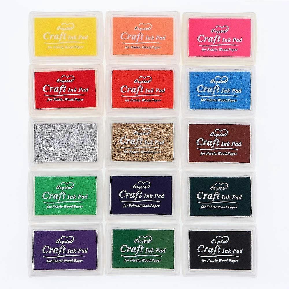 Craft Ink Pad Set, 15 Colors Diy Stamp Ink Pads, Washable Ink Pads For Rubber Stamps, Paper, Scrapbooking