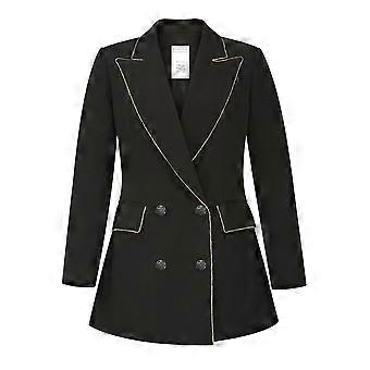 Chic Star Acetate Rhinestone-Trimed Jacket In Black