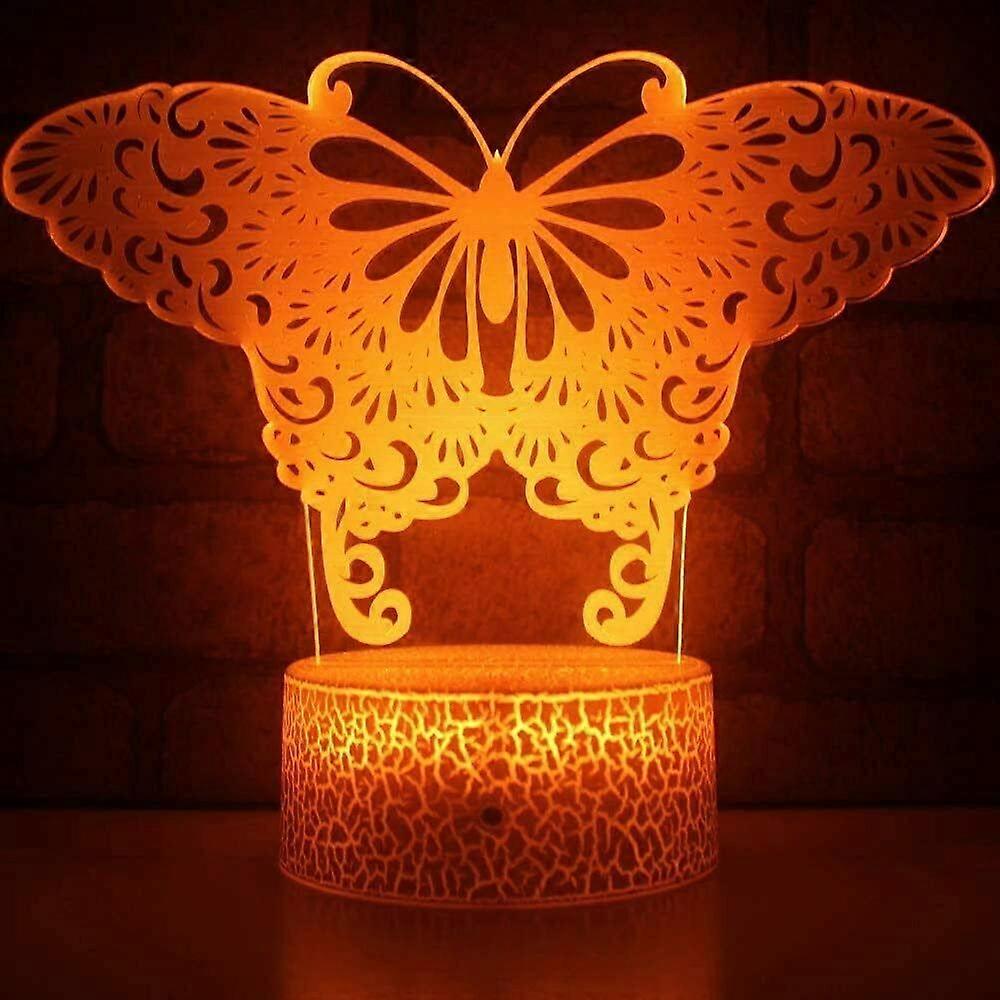 Xcy 3D Butterfly Night Light Table Desk Optical Illusion Lamps 7 Color Changing Lights LED Table Lam