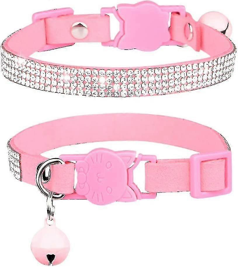 קולרים לחתולים, קולר חתלתול עם פעמון, קולר חתול ריינסטון לחתולות בנות, חתולים זכרים, חיות מחמד (ים: טווח כוונון 9.8" - 12.6"
