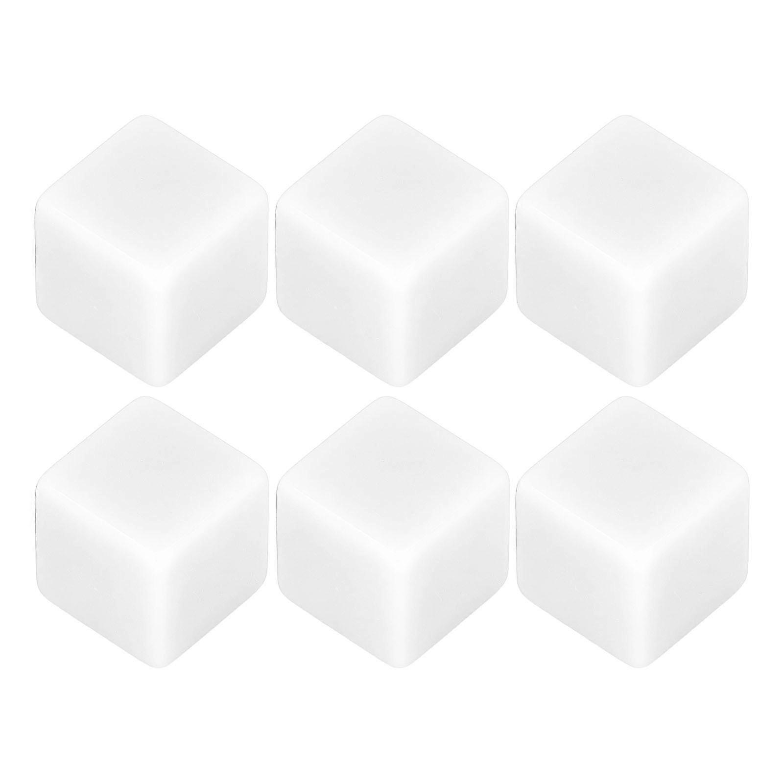 6Pcs Blank Dice Set Right Angle Plastic Hexahedral Cubes Classroom Board Game DIY Math Counting Teaching Party Favor Fun