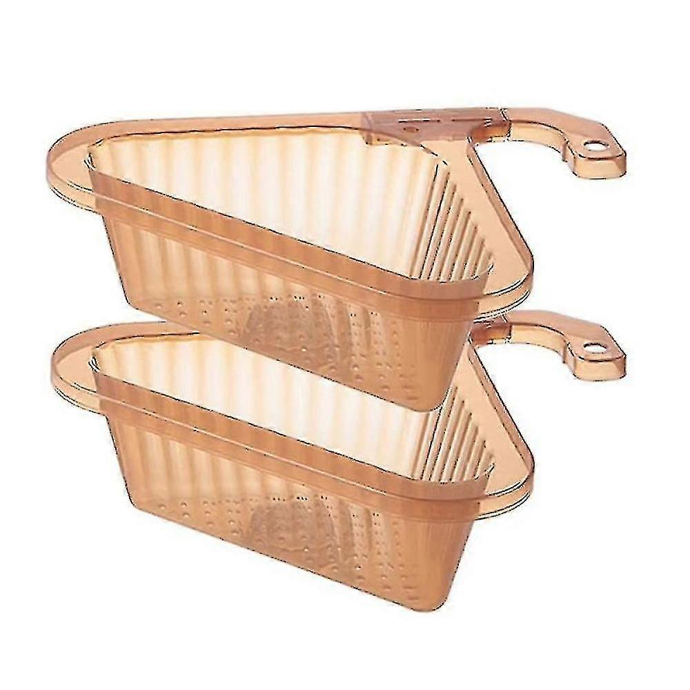 Drain Strainer Basket 2 Pcs Adjustable Kitchen Triangle Sink Filter Transparent Corner Sink Drain B-YNP