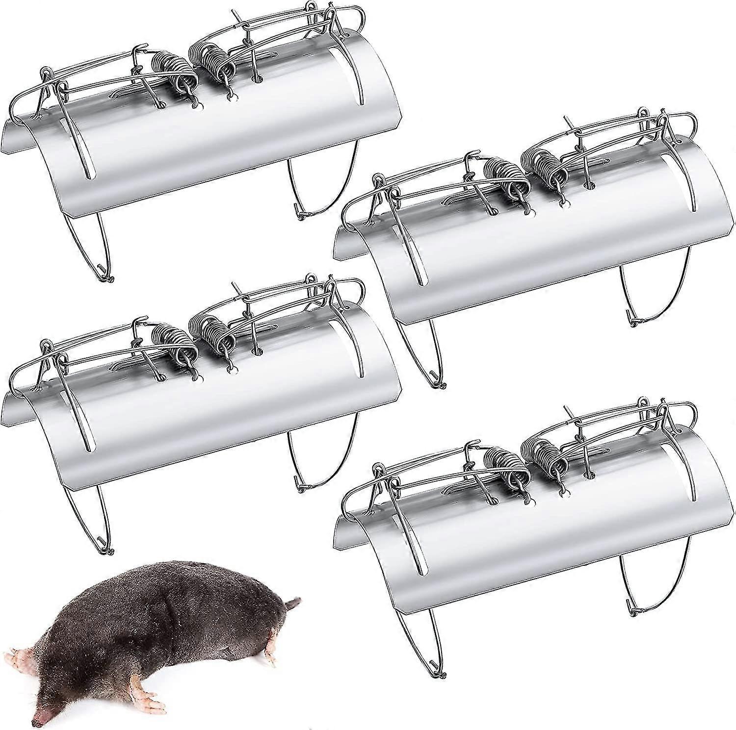 Mole Trap Half Round Metal Mole Killer Reusable Ground Squirrel Trap Heavy Duty Gopher Rat Vole Traps Tactical Traps (4 Packs)