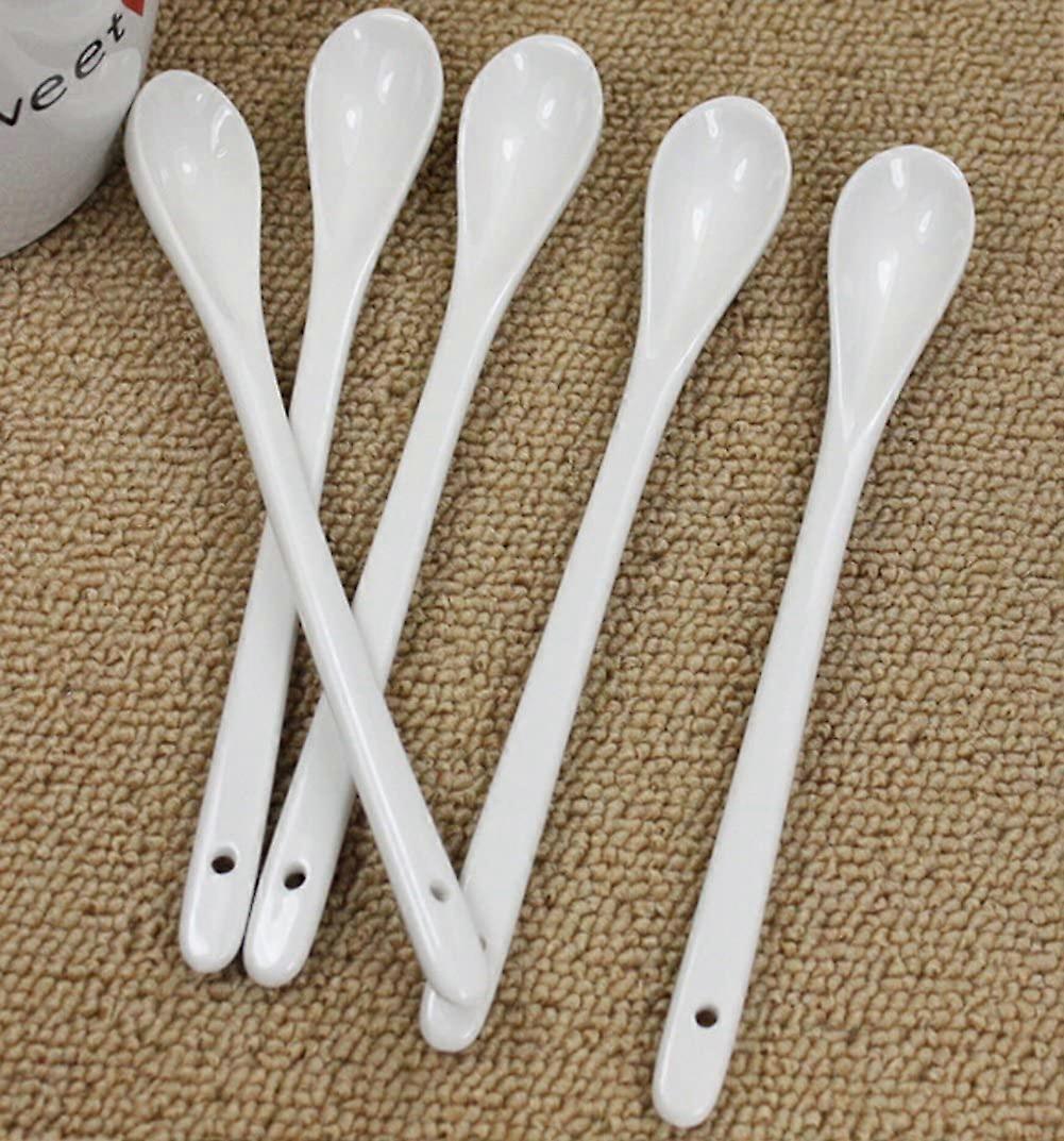 5PCS Stir-stirring Spoon With Ceramic Handle Creative Spoon Coffee Spoon