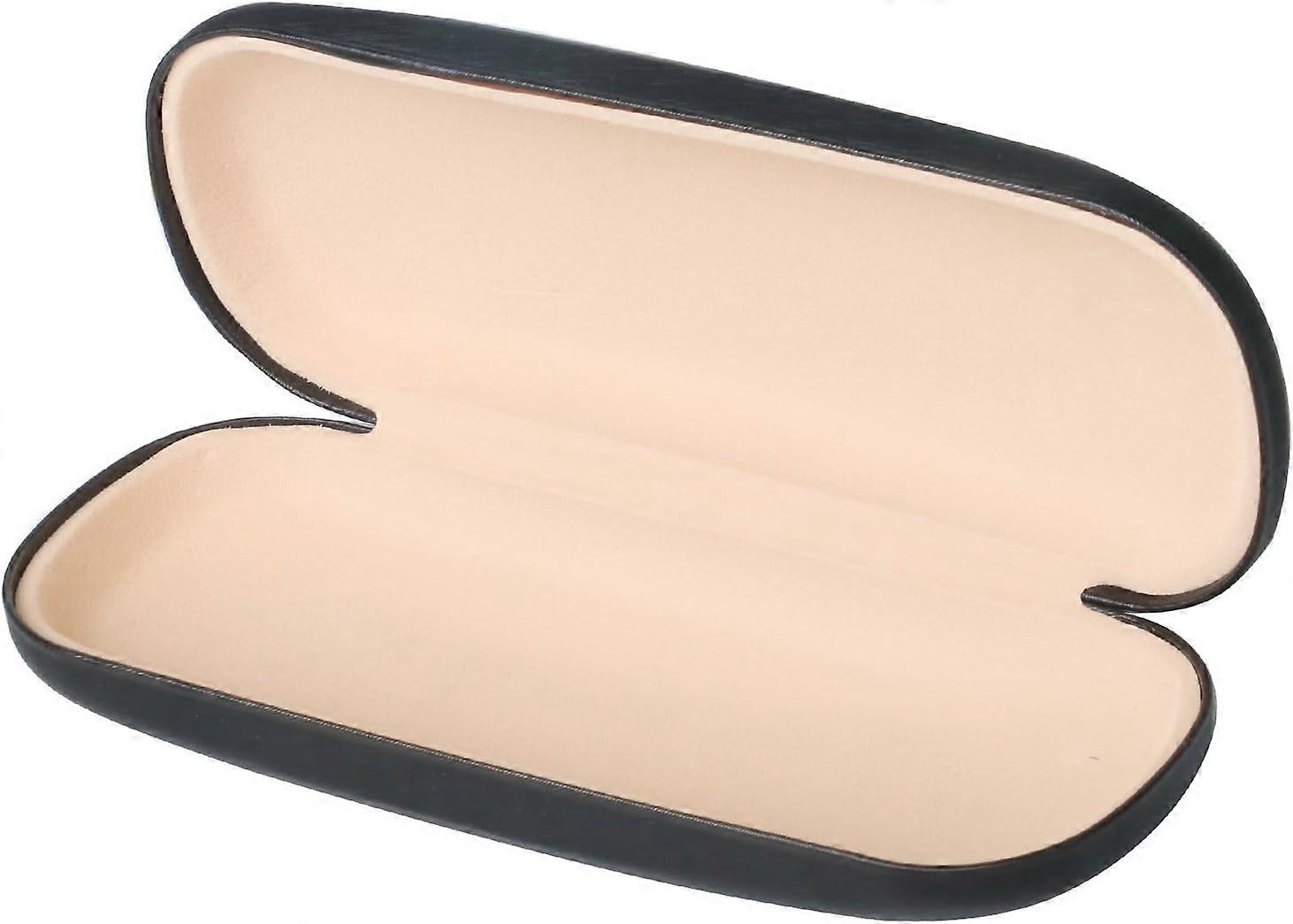 Black Faux Leather Glasses Case for Small or Medium Frames Rigid Glasses Case